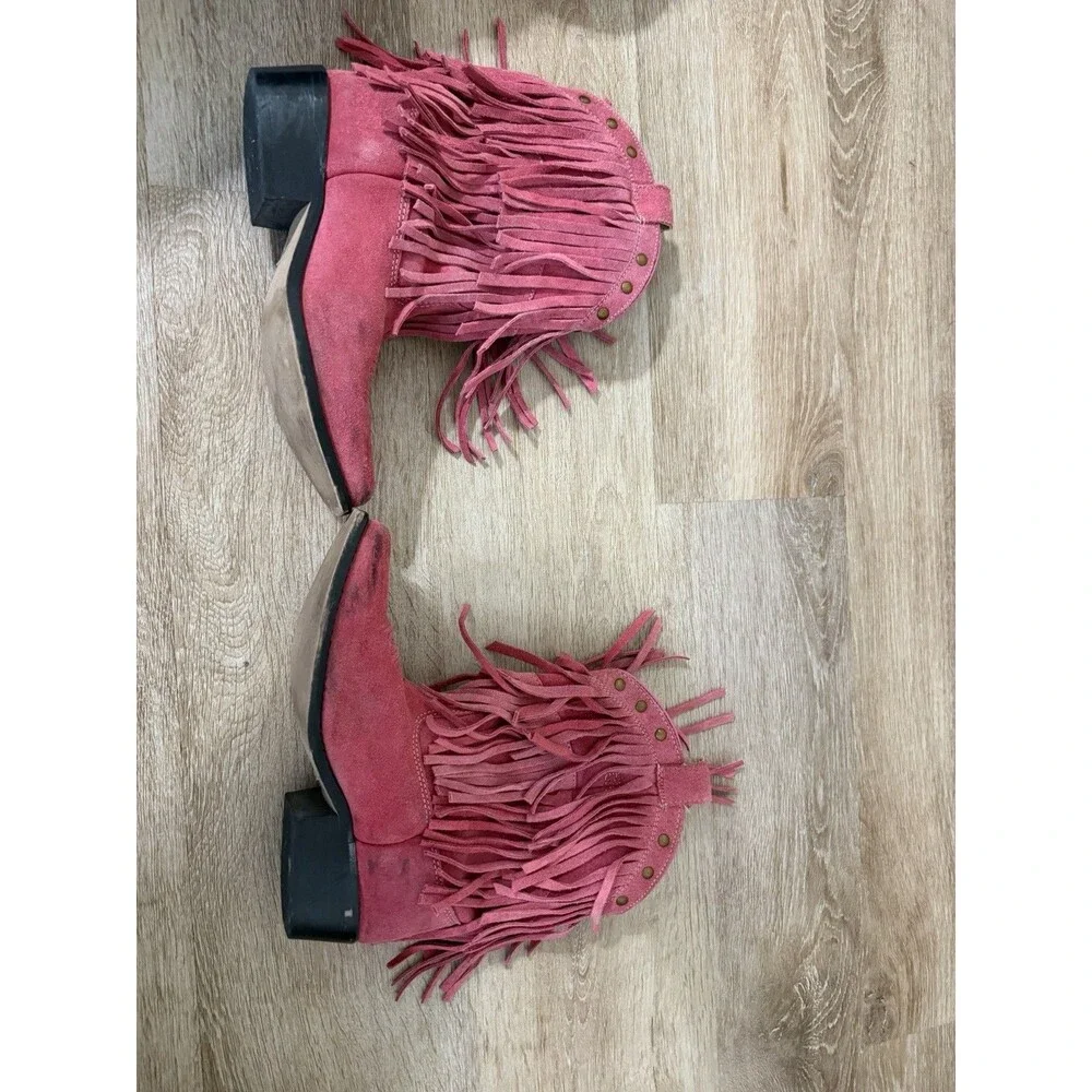 Girls Smoky Mountain Genuine Suede Pink Fringe Western Cowgirl Boots 1.5D